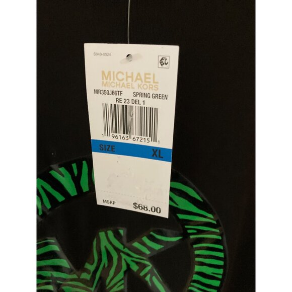 NWT MICHAEL KORS WOMENS PRINTED CHARM-LOGO T-S SPRING GREEN XL - Picture 9 of 9